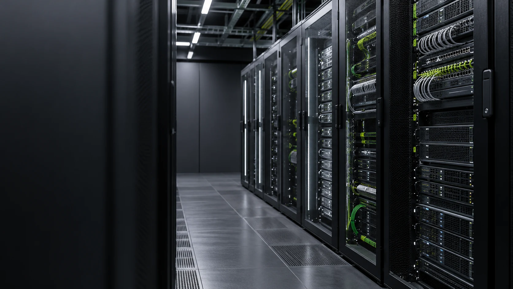 Illustratives Rechenzentrum mit Serverracks; kein Foto eines bestimmten Standorts.